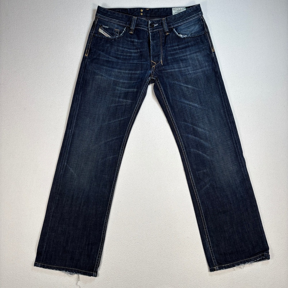 Diesel Larkee Jeans Men 31 (fits 32x29) Blue Straight Button Fly Cotton Distress